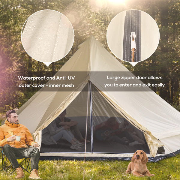 Family teepee in beige canvas