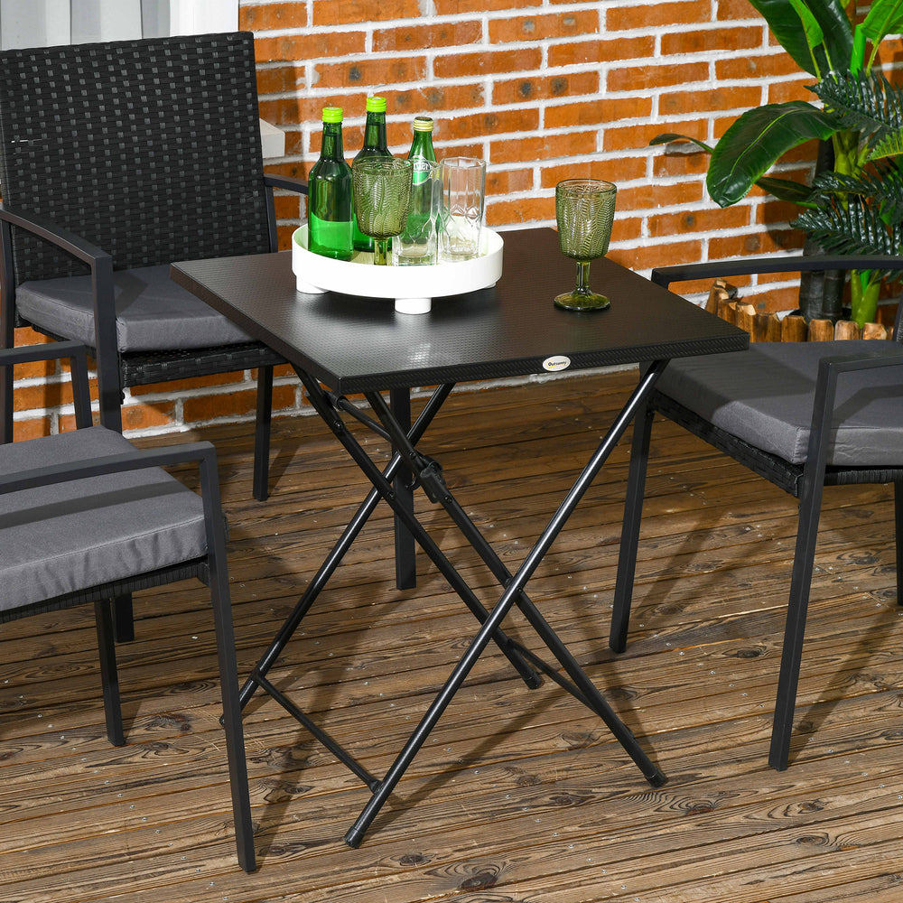 Square folding coffee table with metal top, black