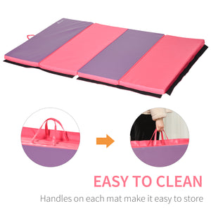 4'x6'x2'' Folding Gymnastics Mat with Carry Handles, Pink and Purple