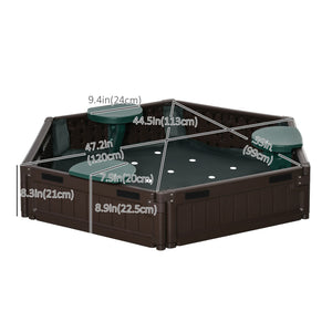 Sandpit with waterproof Oxford fabric cover, brown
