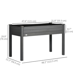 Wooden Raised Bed 86 x 45 x 76 cm, with Feet, Drainage Holes, Inner Bag for Garden, Dark Grey