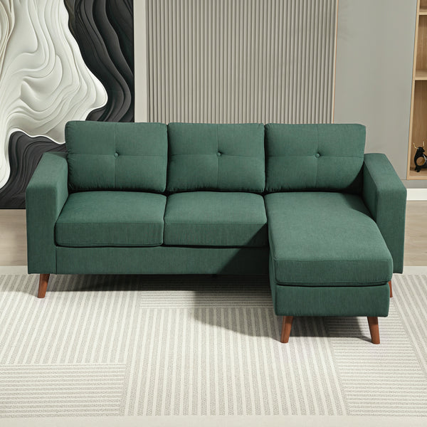 Sectional sofa with convertible chaise longue, dark green