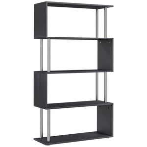 5-Tier Geometric Wooden Bookcase, Black