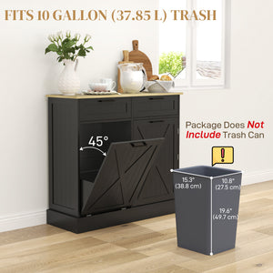 10-Gallon Waste Bin Cabinet with Tilt-Out Drawers, for Freestanding Kitchen Island, Black