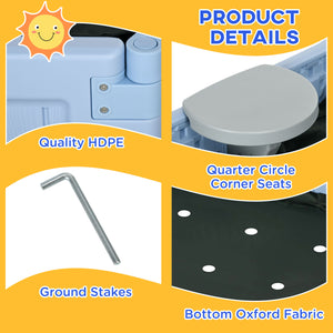 Sandpit with canopy and fabric cover, blue-grey