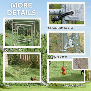 Large metal chicken coop with waterproof and UV-resistant cover