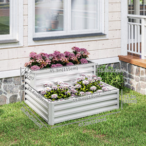 Galvanized 2-tier raised planter, silver