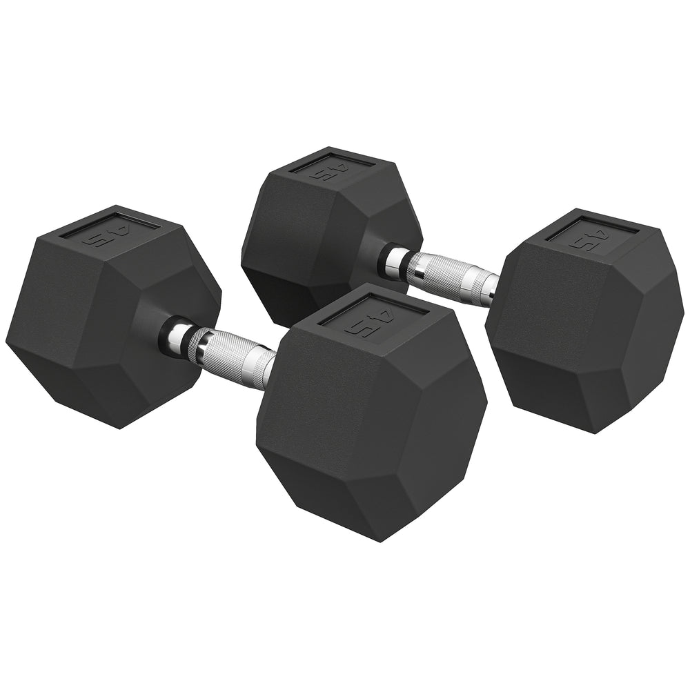 2 x 45 lb Hex Dumbbells for Home Fitness Workout, Black