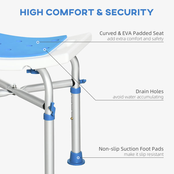 Height-adjustable shower chair with suction cup feet