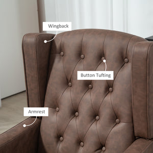 Modern faux leather accent chair with thick padding, brown