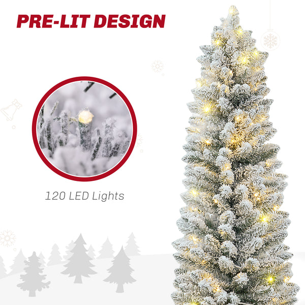 5ft Pre-Lit Frosted Green Artificial Christmas Tree with Warm White LED Light