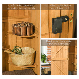 Garden shed with 3 shelves, brown