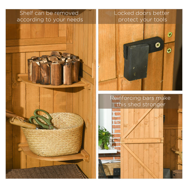 Garden shed with 3 shelves, brown