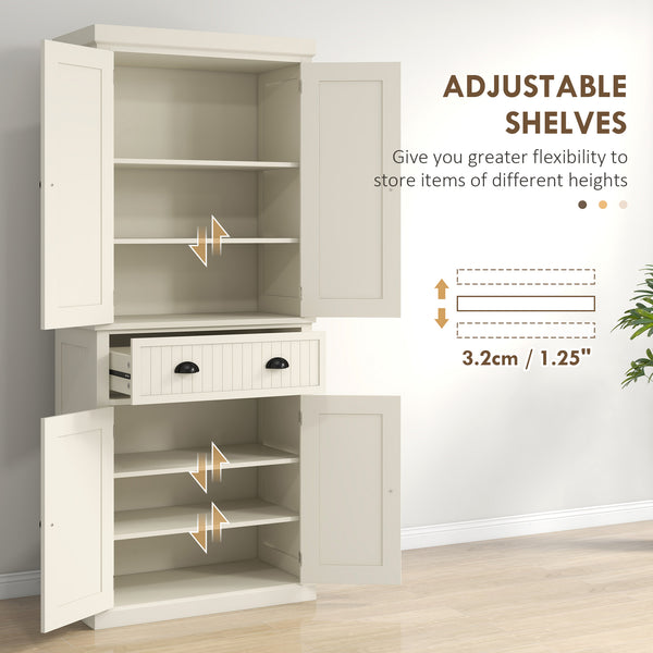 72" Pantry with Drawer, Doors, Cream White