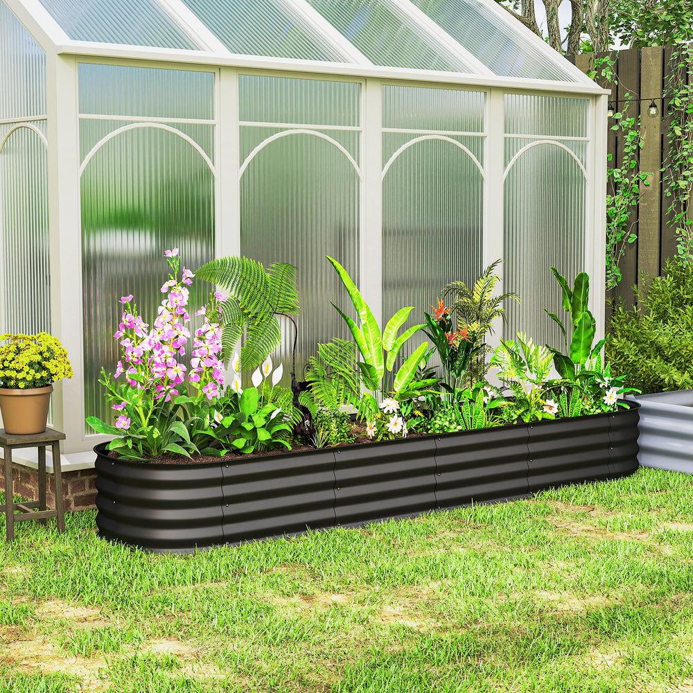 Galvanized raised planter with safety rim, black