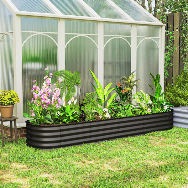 Galvanized raised planter with safety rim, black