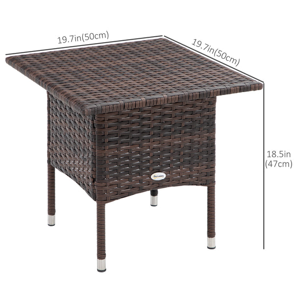Patio coffee table in woven resin, brown color