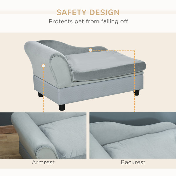 Pet Sofa for Small Dogs and Cats, Sponge Cushion, Light Grey