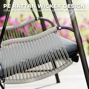 Hanging chair with stand and seat cushion included, light grey