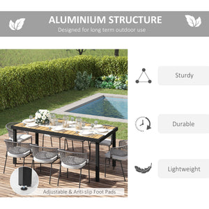 Rectangular garden table with aluminum frame