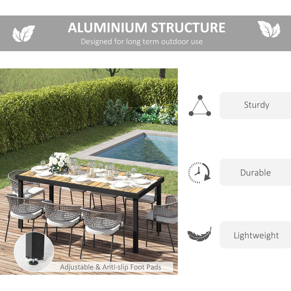 Rectangular garden table with aluminum frame