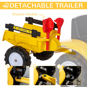 Pedal dump truck with removable trailer, yellow