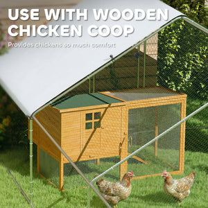 Metal chicken coop with waterproof and UV-resistant cover