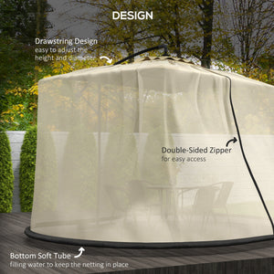 Protective mosquito net for 7.5-foot parasol with zipped door, beige