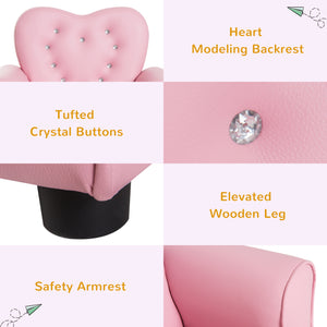 Heart-shaped tufted upholstered armchair, Pink