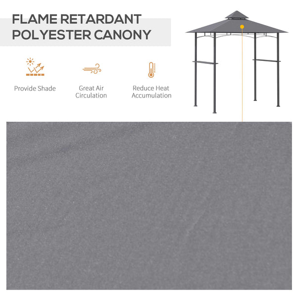 Gazebo for barbecue with double roof, grey