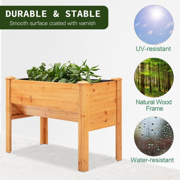 Tall outdoor planter with hooks, natural wood