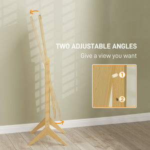 Full length mirror with adjustable angle, oak