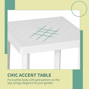 White plastic garden side table 