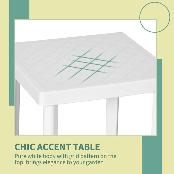 White plastic garden side table 