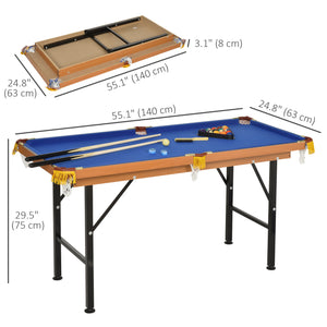 Mini Portable Pool Table with Cues, Ball, Chalk and Rack, Blue