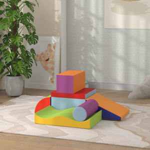 Set of 7 modular soft foam climbing blocks for children