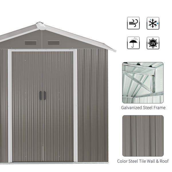 Grey metal garden shed