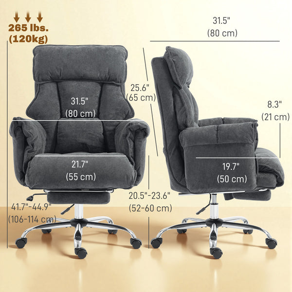Reclining office chair with footrest, dark gray