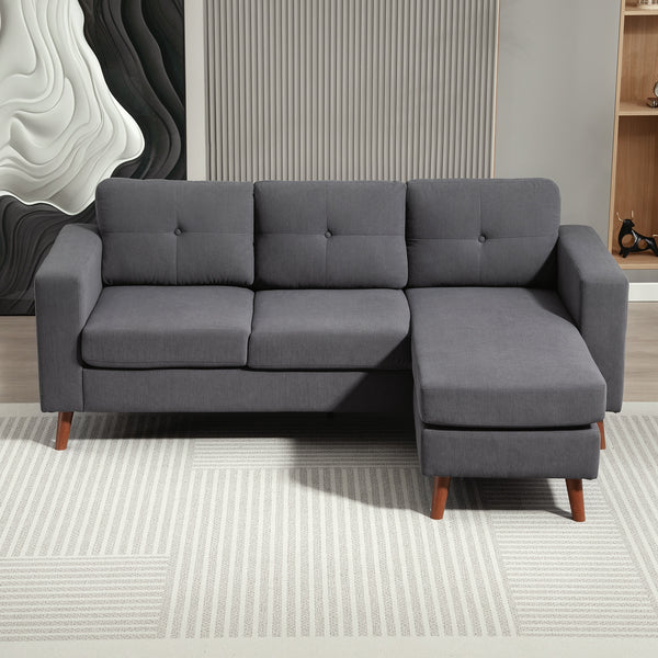 Sectional sofa with convertible chaise longue, dark gray