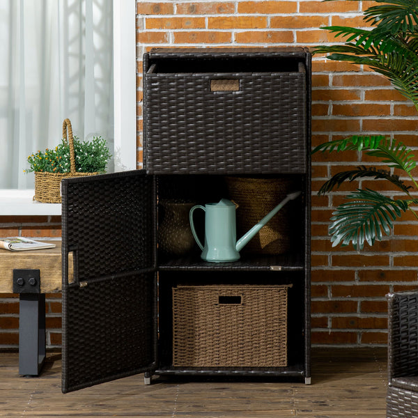Outdoor rattan towel rack, dark brown