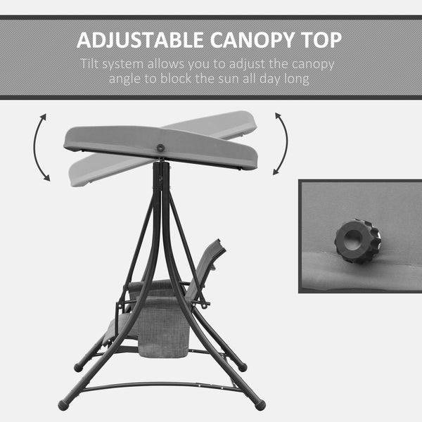 3-seater swing with high backrest and adjustable canopy, dark grey