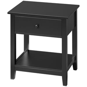 Small side table with drawer and storage shelf, black