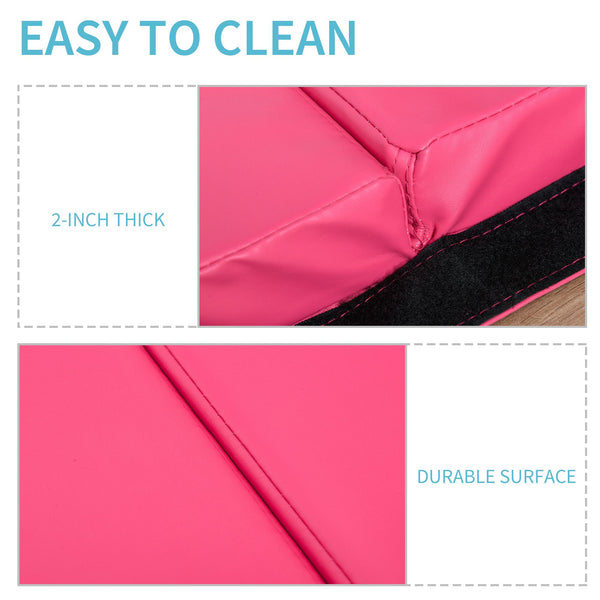4'x10'x2'' Folding Gymnastics Mat with Carry Handles, Pink