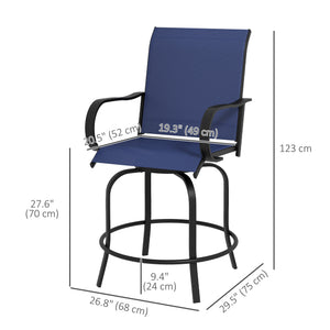 Set of 2 outdoor stools, navy blue