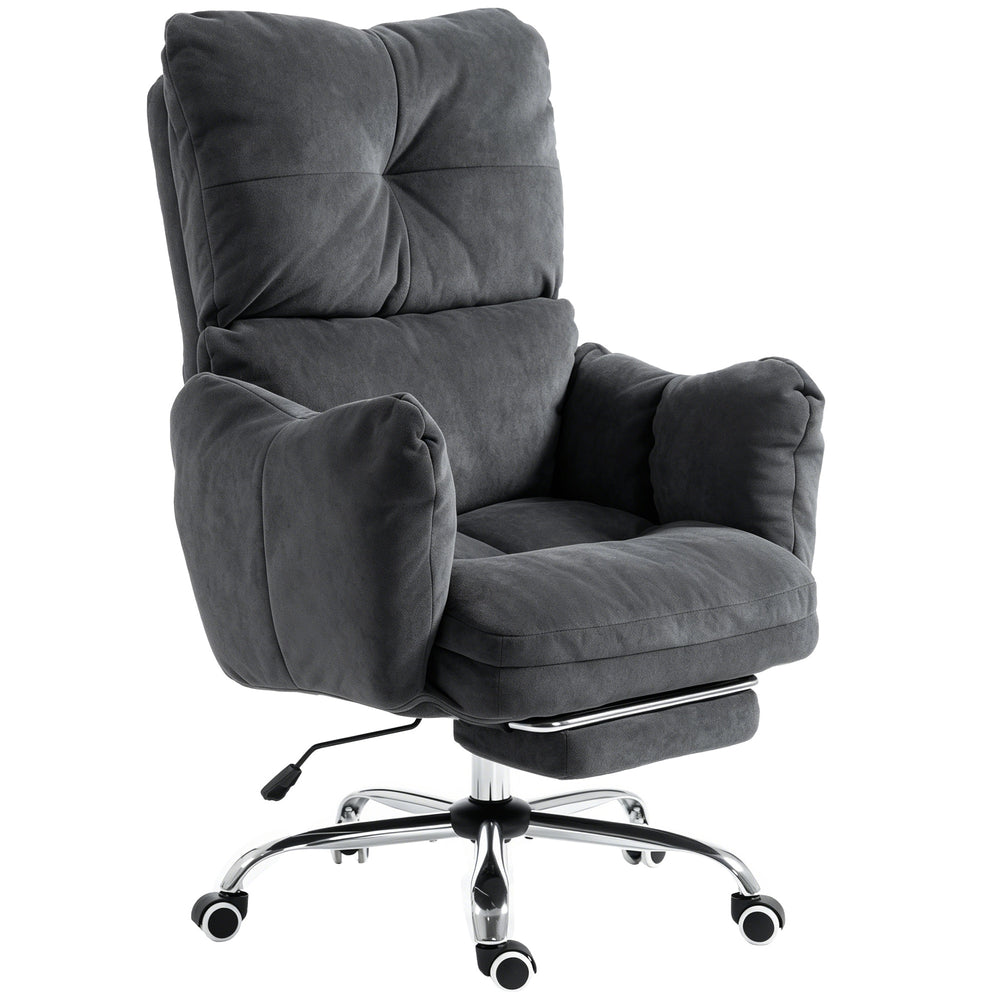155° Reclining ergonomic office chair with footrest and padded seat, gray