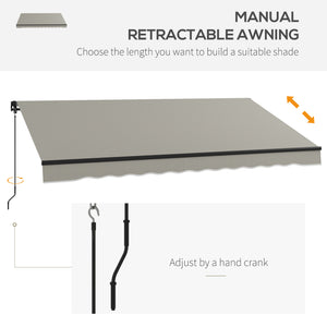 Retractable awning 11.8 x 9.8 UV resistant, light gray