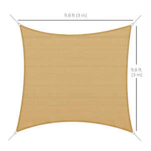 Outdoor Rectangular Shade Sail - 9.8' x 9.8' with Carry Bag, Sand