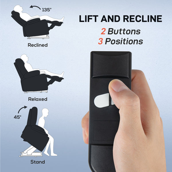 Lift chair, massage recliner with 8 vibration points, footrest, remote control, side pockets, black