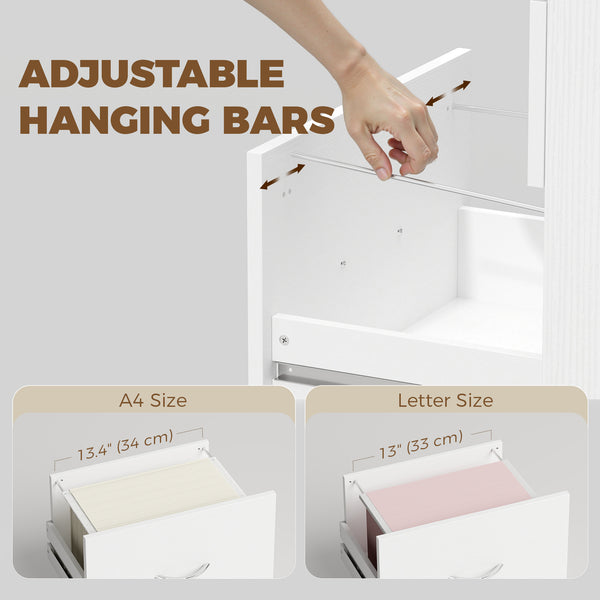 Folding desk with 3 drawers and castors, white