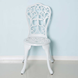 3 Piece Antique Style Outdoor Bistro Set, Patio Table and Chairs with Umbrella Hole, White